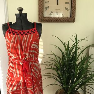 Orange and white summer dress